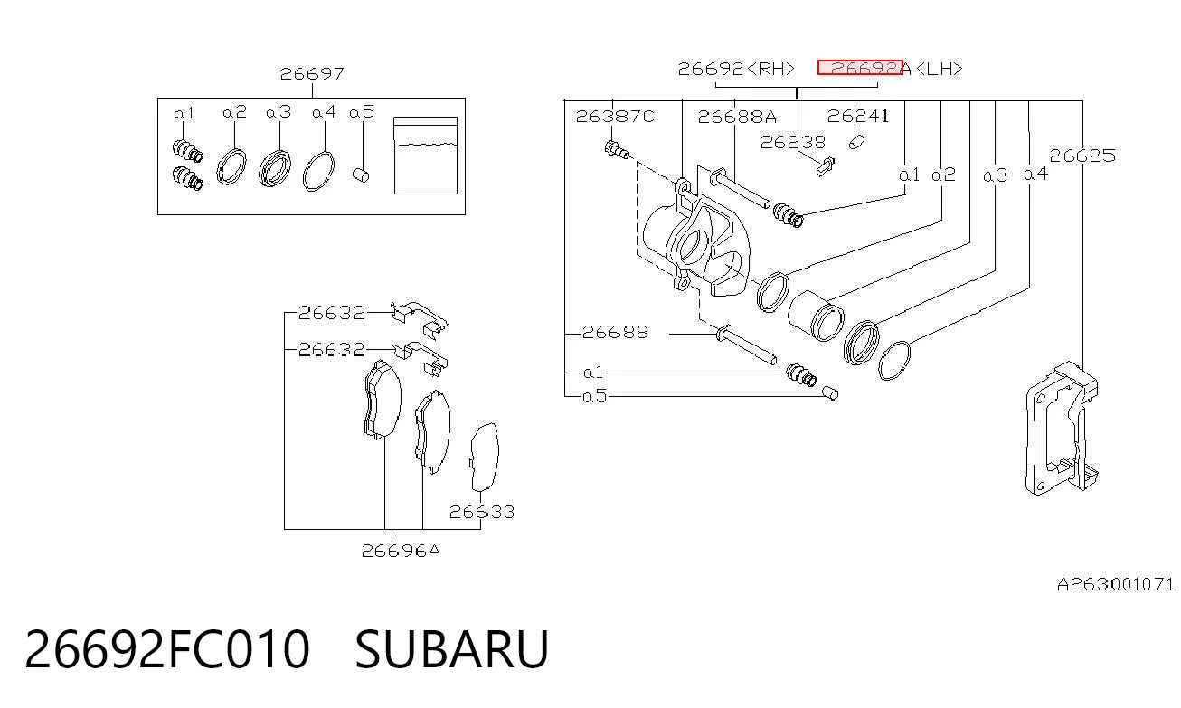 26692FC010 Subaru Супорт гальмівний задній лівий