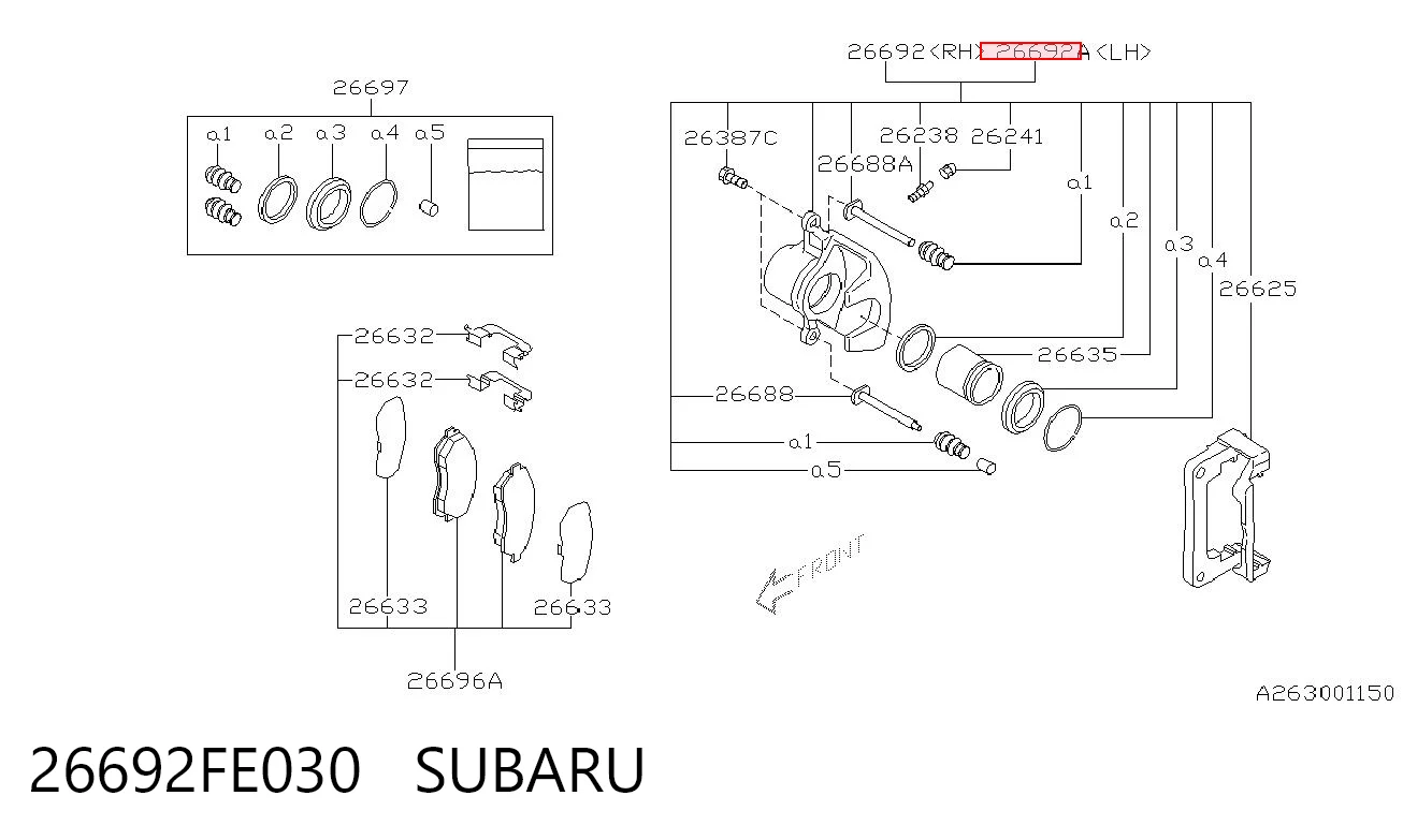 26692FE030 Subaru Супорт гальмівний задній лівий