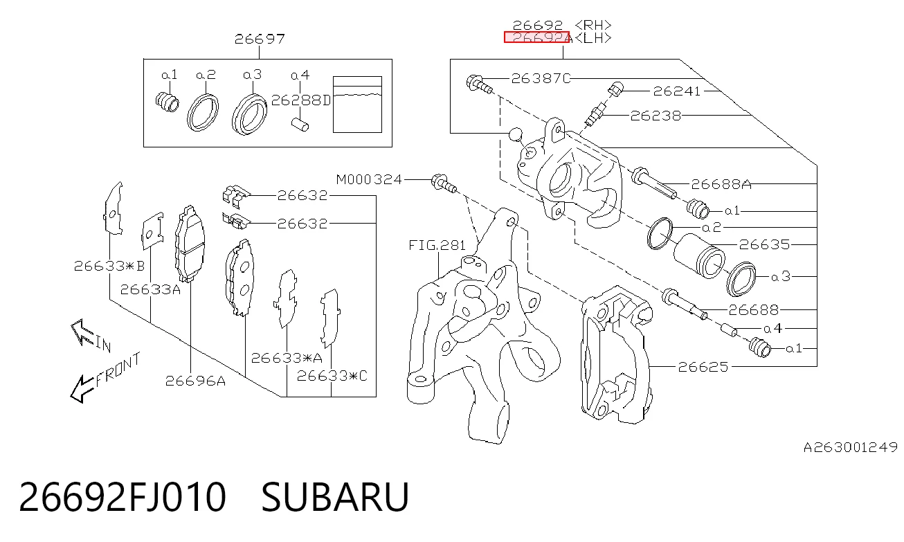 26692FJ010 Subaru Супорт гальмівний задній лівий