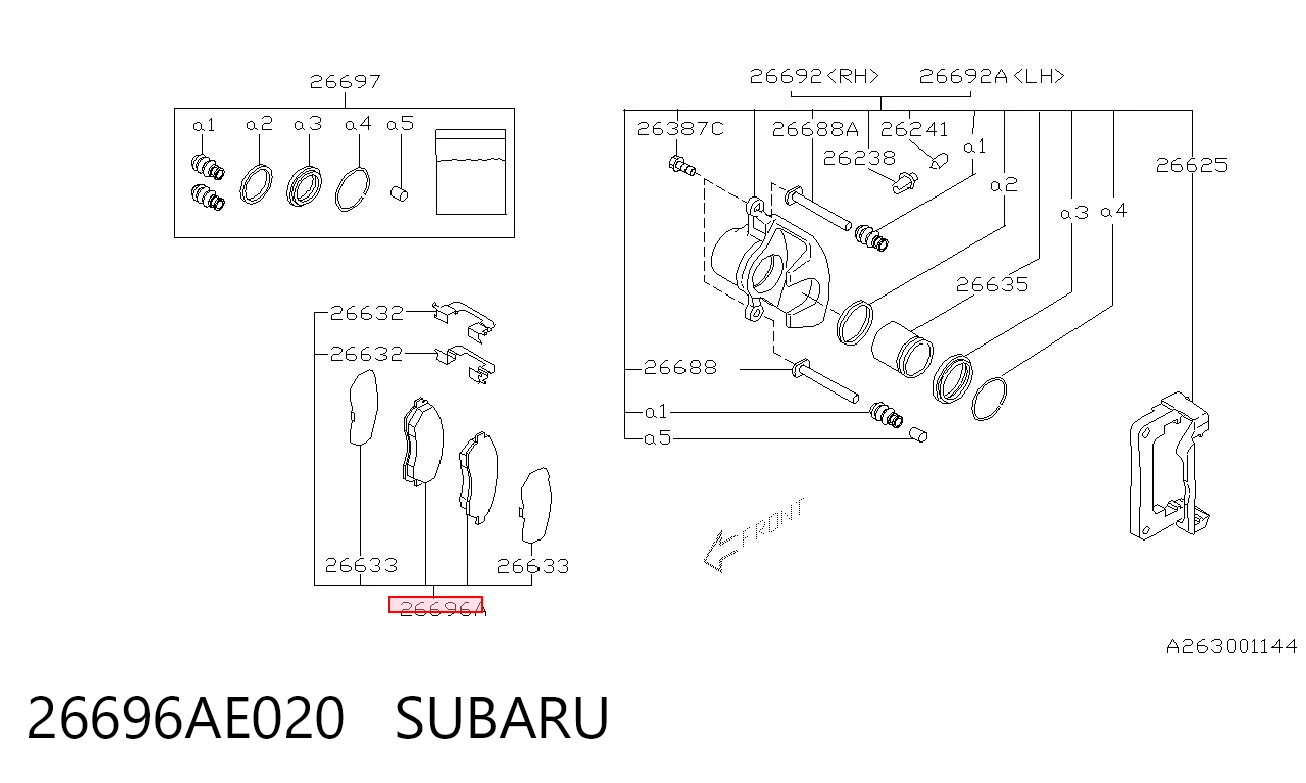 26696AE020 Subaru Колодки гальмівні задні, дискові