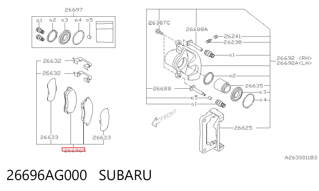 26696AG000 Subaru Колодки гальмівні задні, дискові