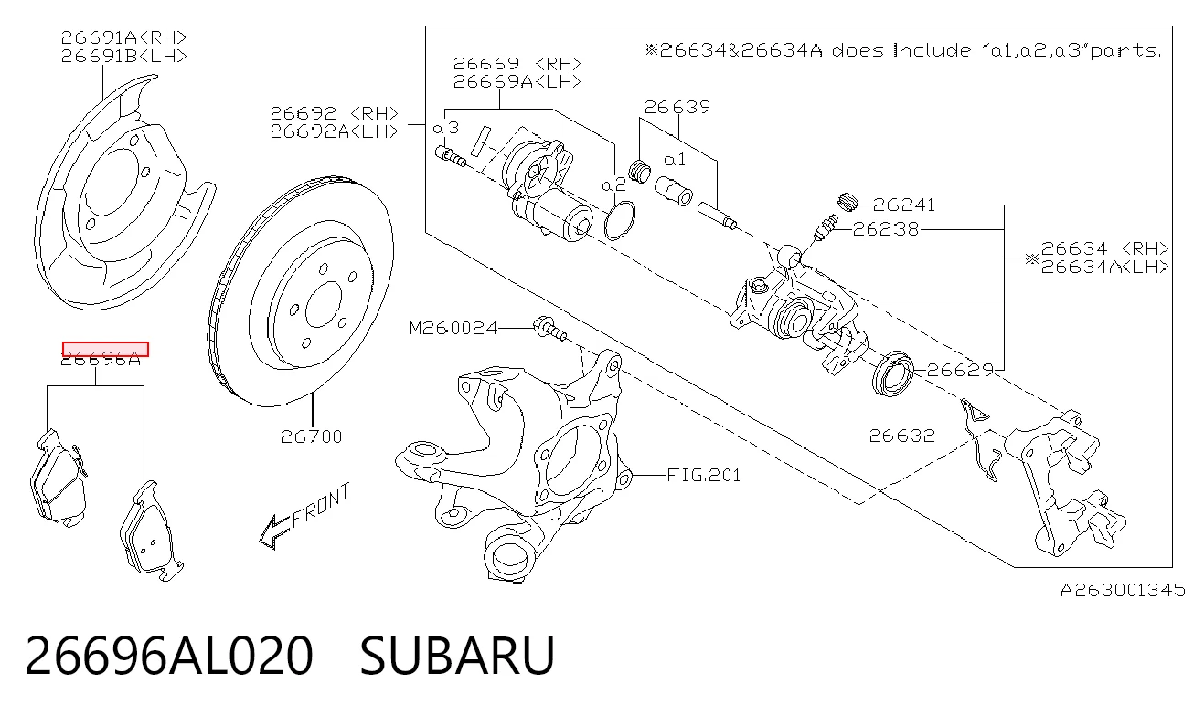 26696AL020 Subaru Колодки гальмівні задні, дискові