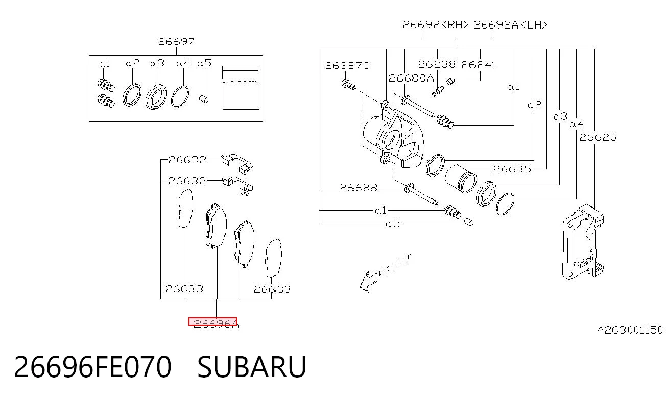 26696FE070 Subaru Колодки гальмівні задні, дискові