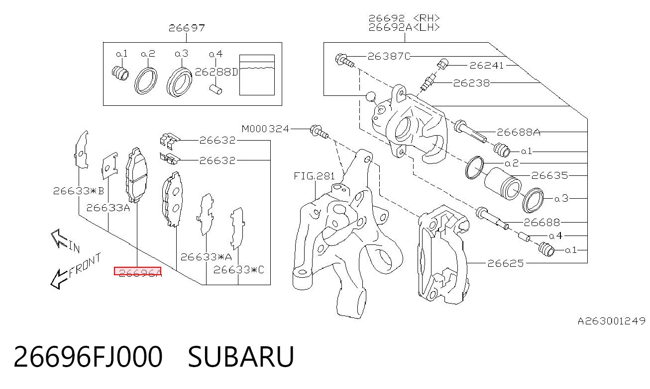 26696FJ000 Subaru Колодки гальмівні задні, дискові