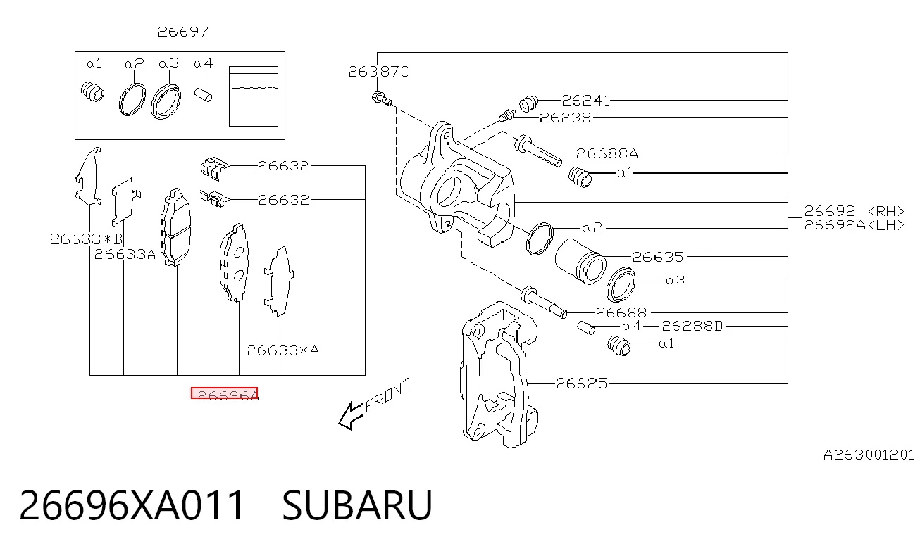 26696XA011 Subaru Колодки гальмівні задні, дискові