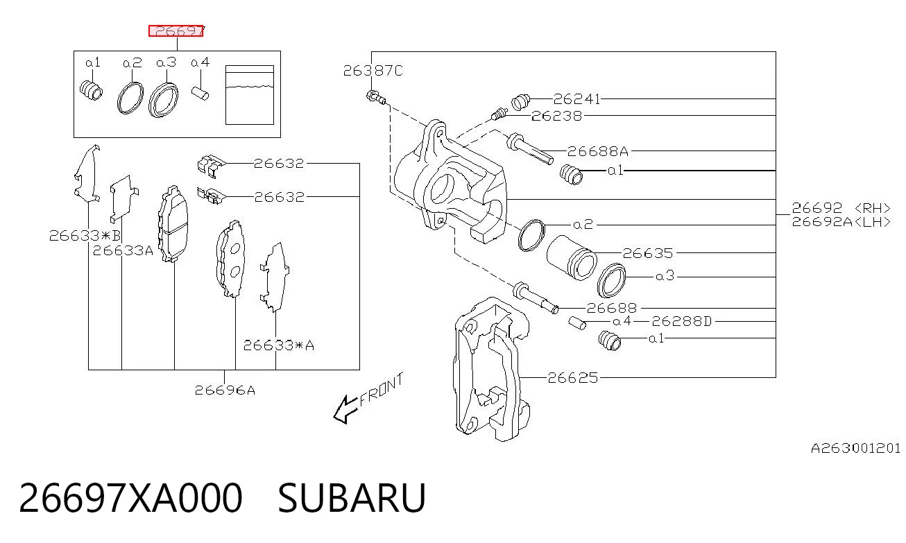 Ремкомплект заднього супорта Subaru Tribeca 