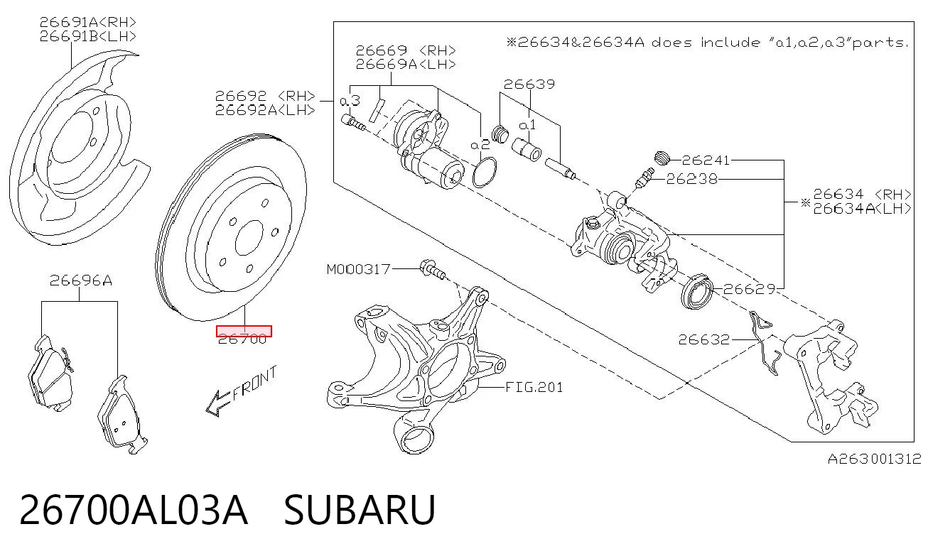 26700AL03A Subaru Дискові гальма
