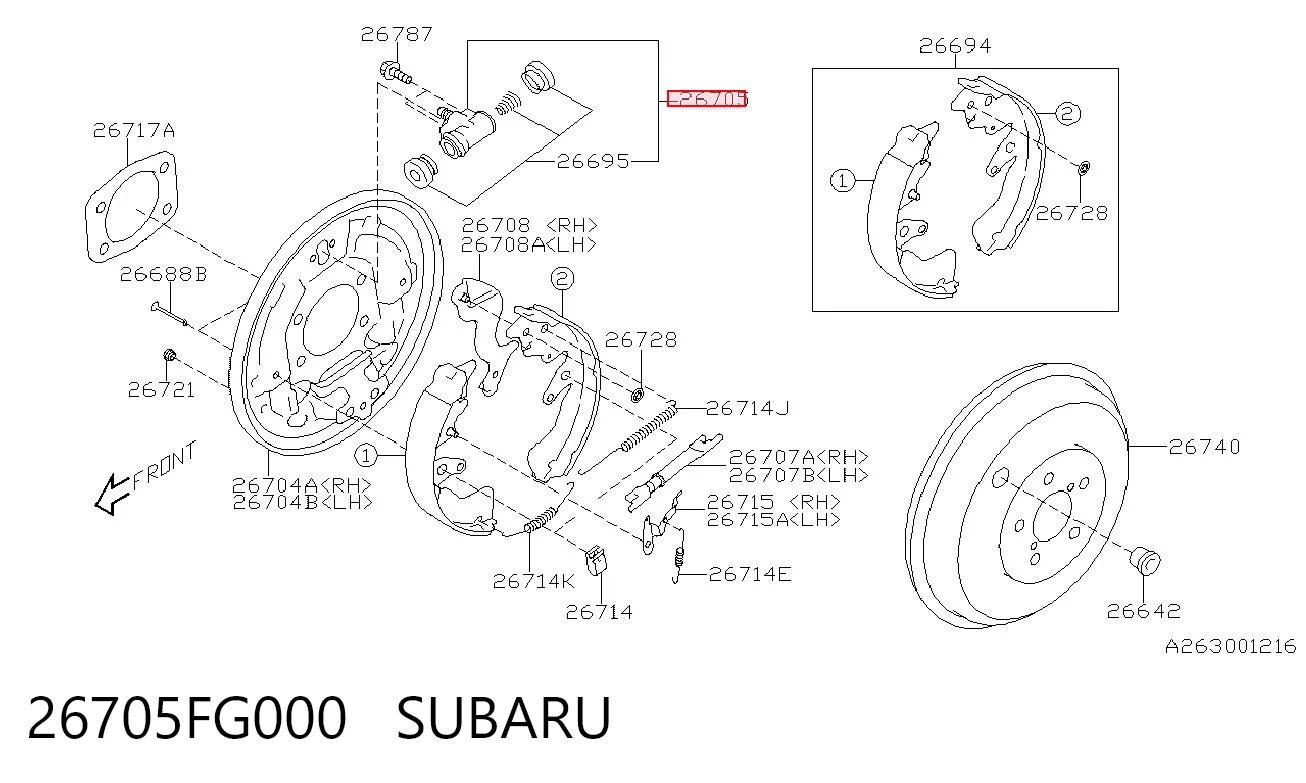 26705FG000 Subaru Циліндр гальмівний колісний/робітник, задній