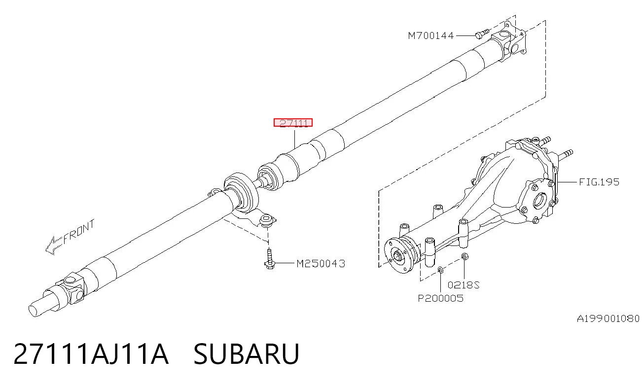 27111AJ11A Subaru Вал карданний основний заднього моста