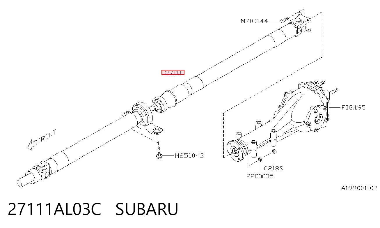 27111AL03C Subaru Вал карданний основний заднього моста