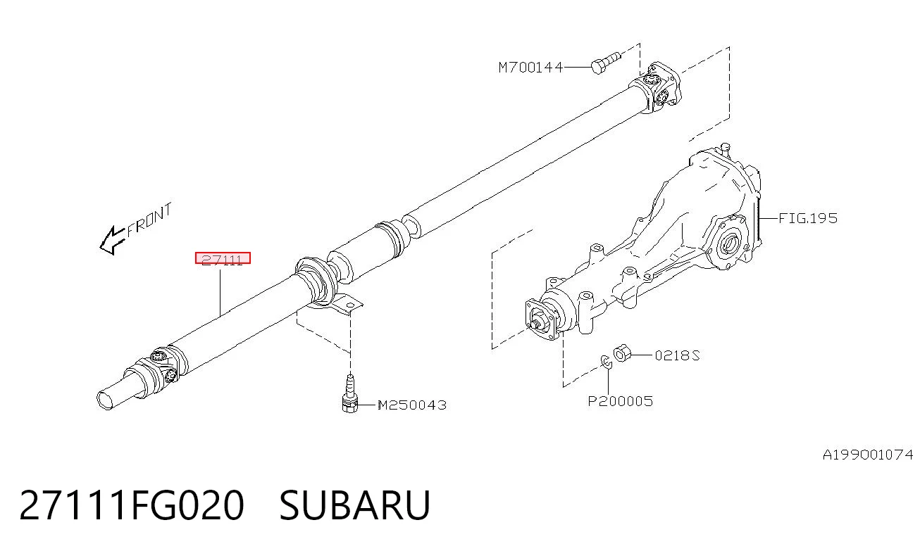 27111FG020 Subaru Вал карданний основний заднього моста