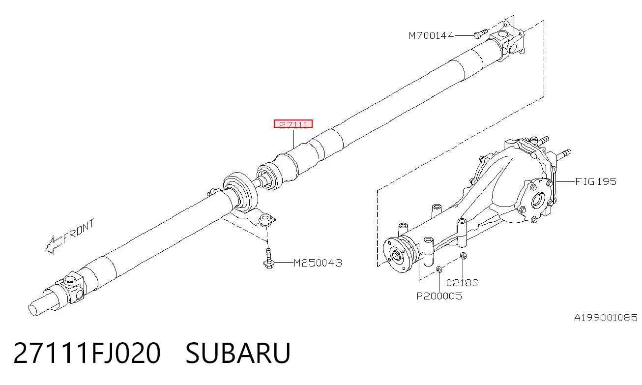 27111FJ020 Subaru Вал карданний основний заднього моста