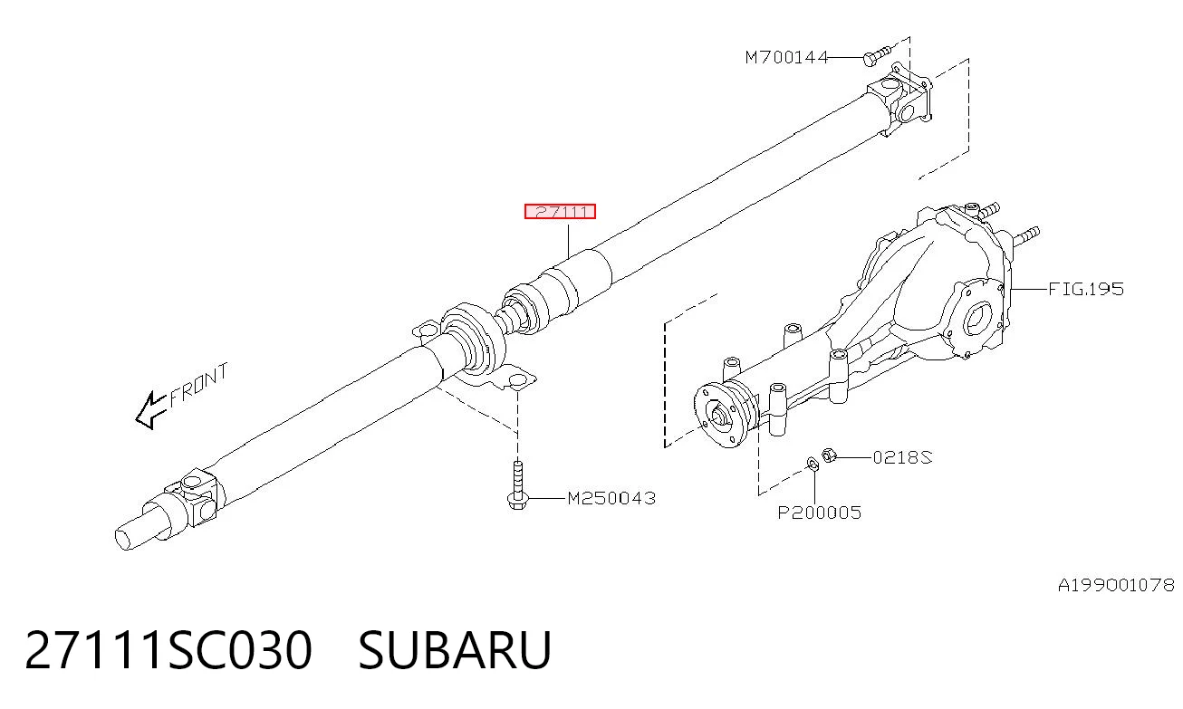 27111SC030 Subaru Вал карданний основний заднього моста