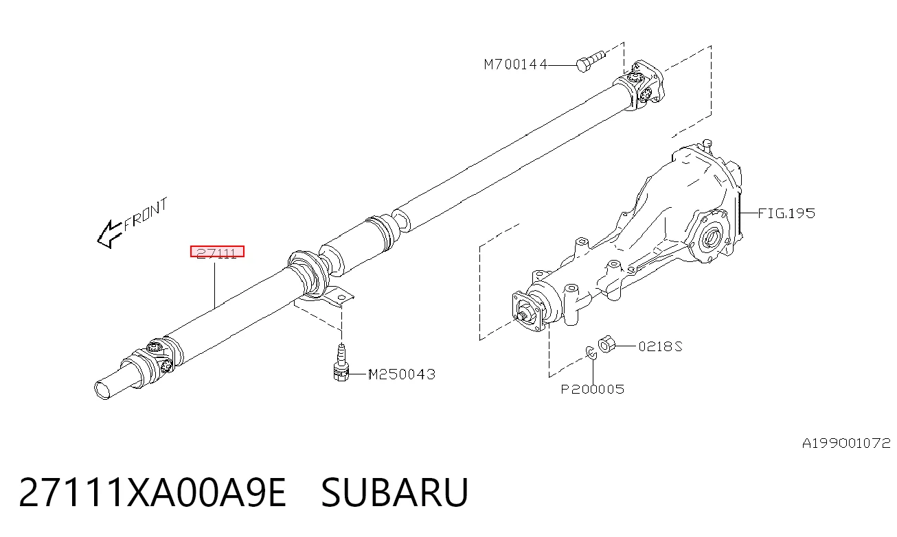 27111XA00A9E Subaru Вал карданний основний заднього моста