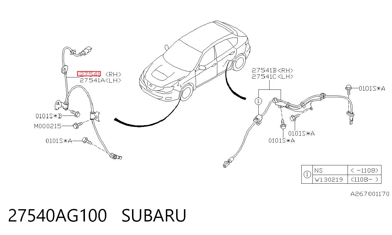 27540AG100 Subaru Датчик АБС (ABC) передній, правий