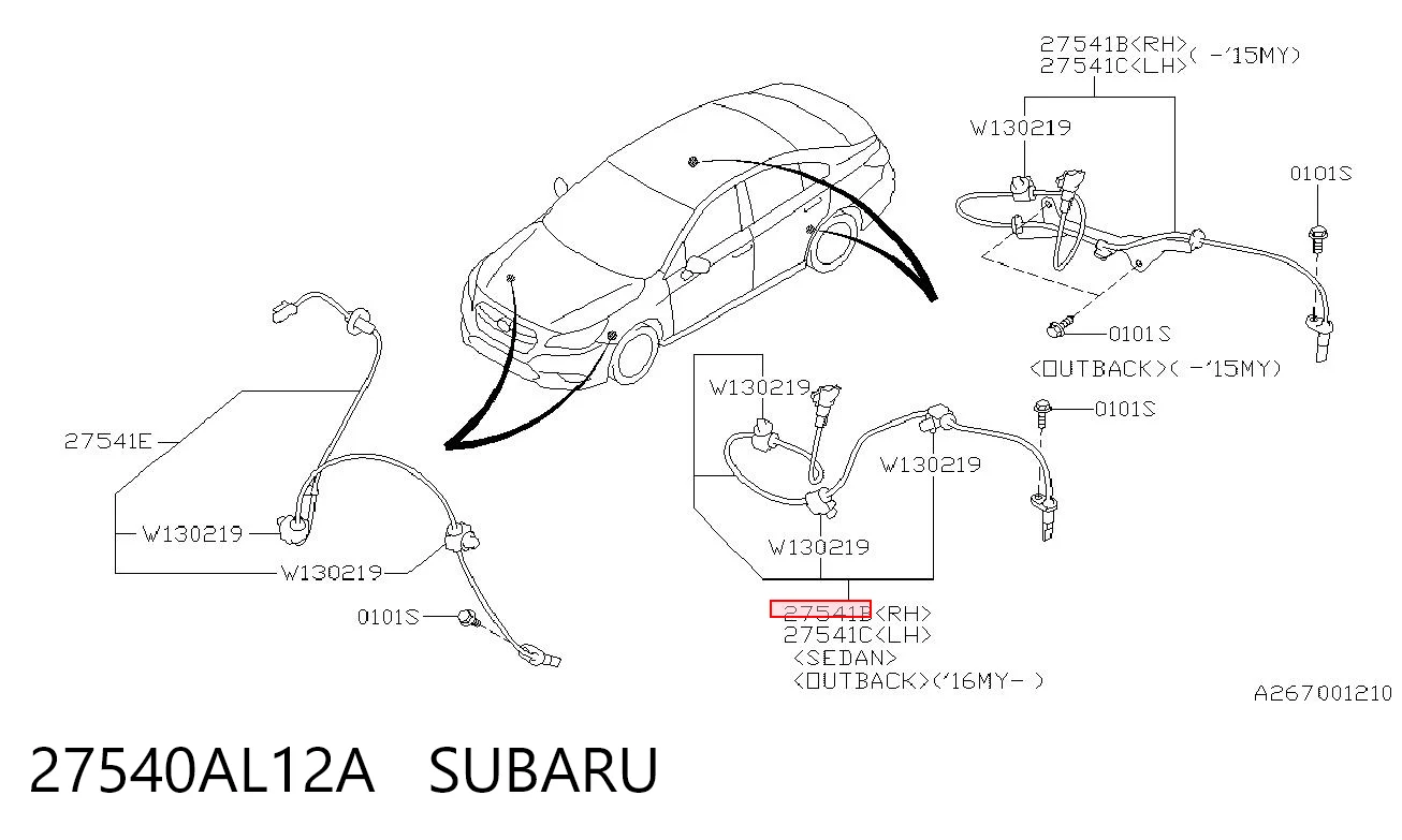 27540AL12A Subaru Датчик АБС задній правий