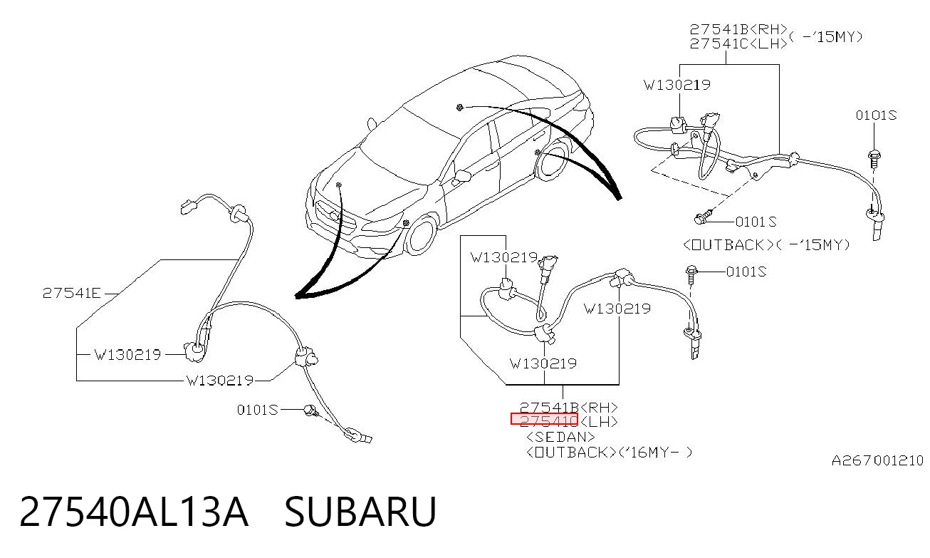 27540AL13A Subaru Датчик ABS задній лівий