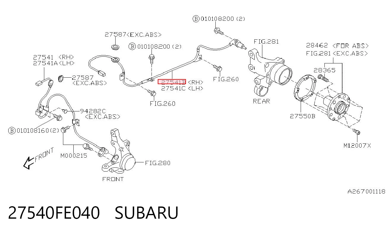 27540FE040 Subaru Датчик АБС (ABS) задній правий
