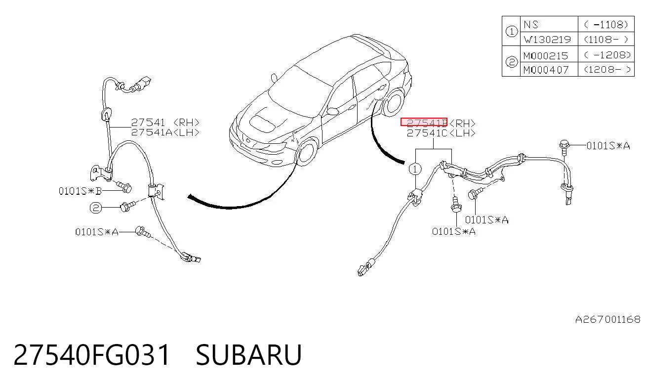 27540FG031 Subaru Датчик ABS задній правий