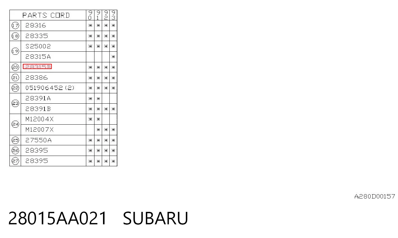 28015AA021 Subaru Сальник передньої маточини, внутрішній