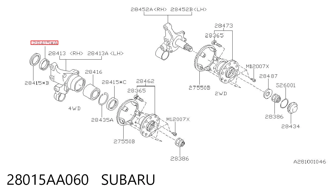 28015AA060 Subaru Сальник задньої маточини, внутрішній