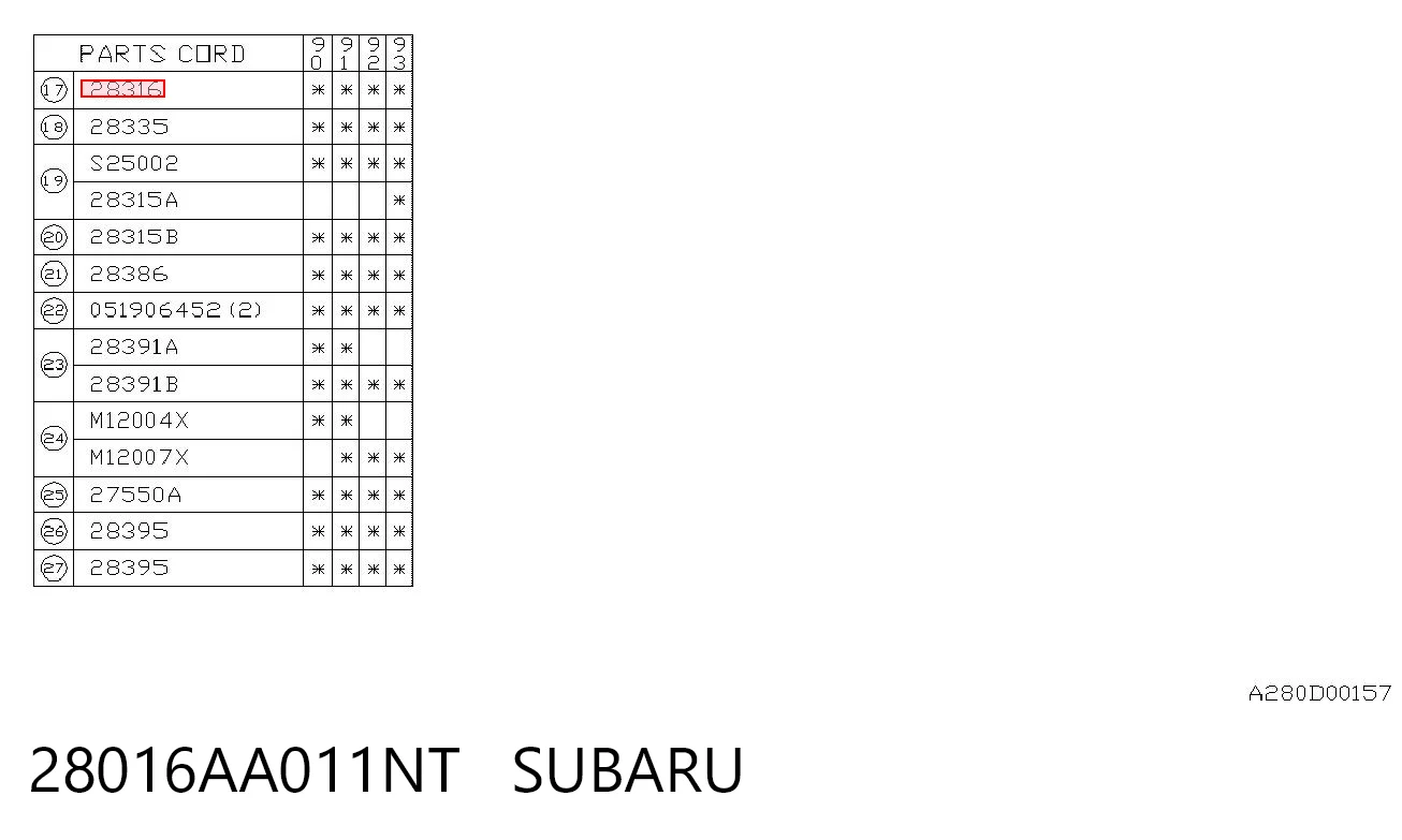 28016AA011NT Subaru Підшипник маточини передньої