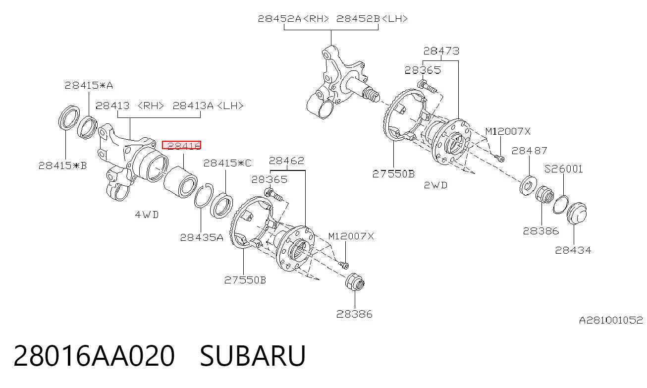 28016AA020 Subaru Підшипник ступиці задньої