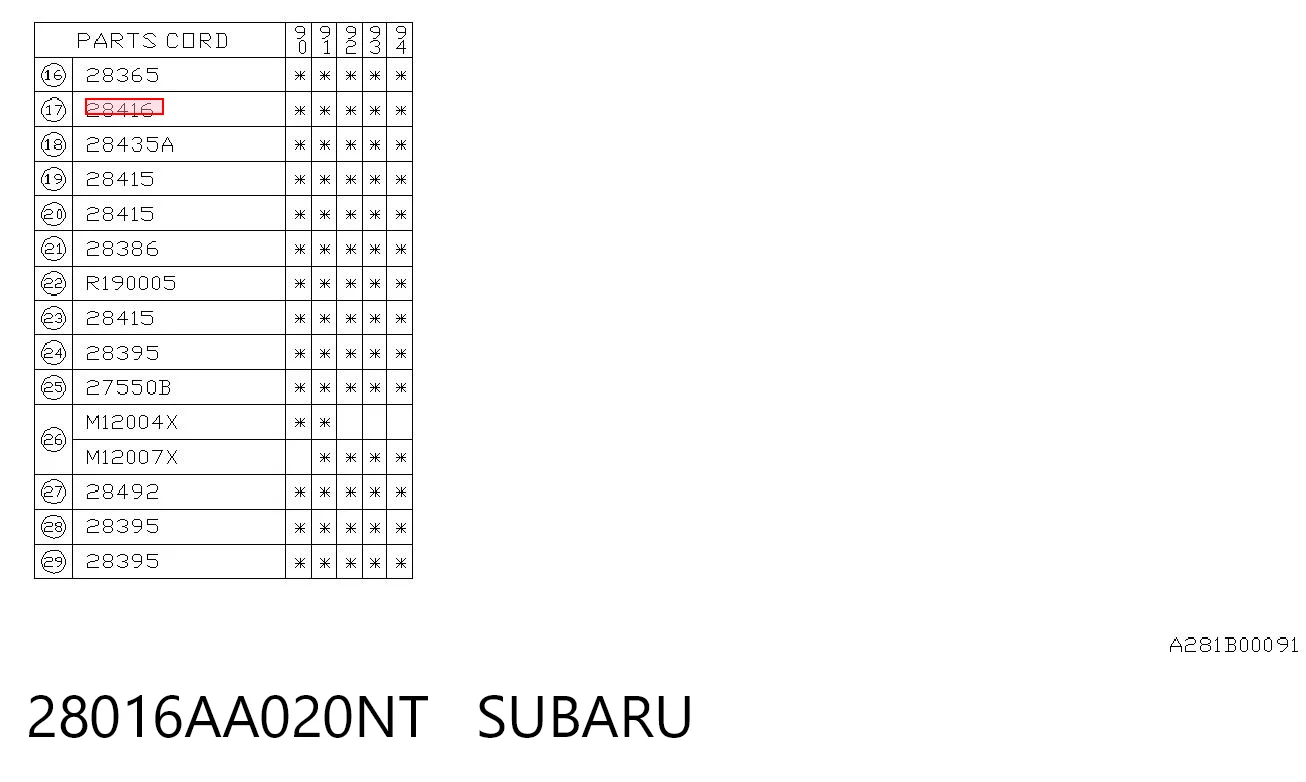 28016AA020NT Subaru Підшипник ступиці задньої
