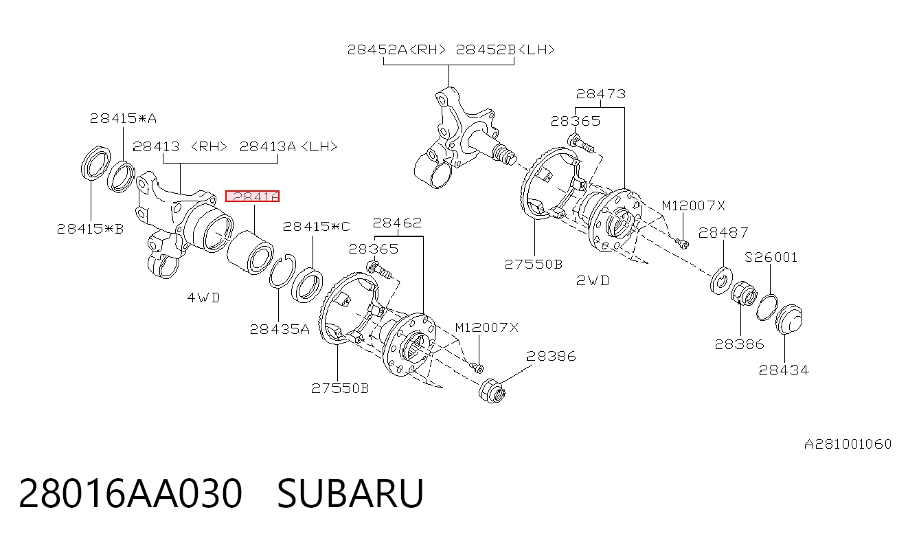 28016AA030 Subaru Підшипник ступиці задньої