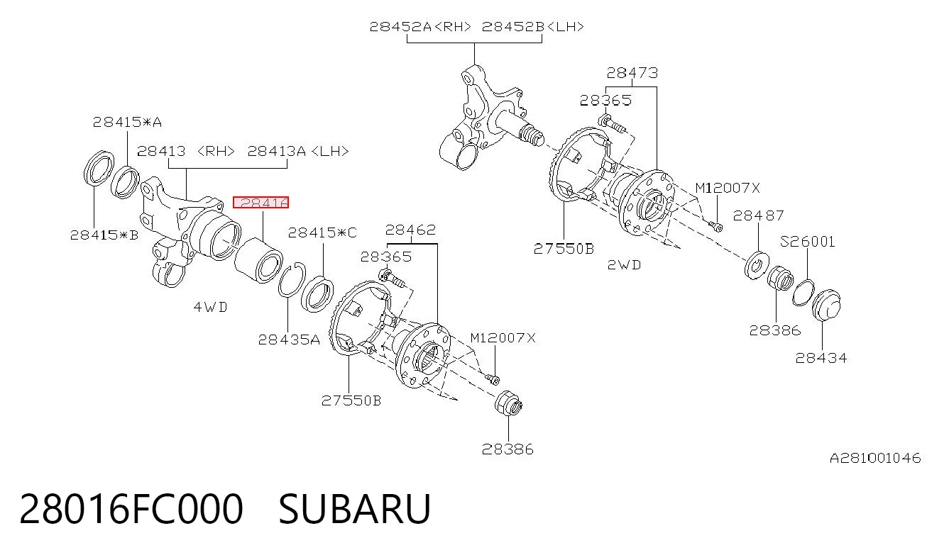 28016FC000 Subaru Підшипник ступиці задньої