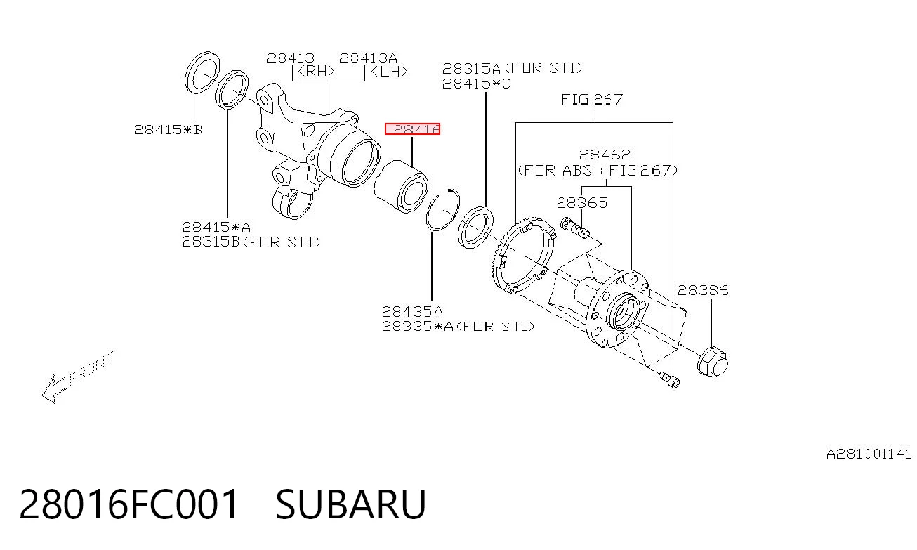 28016FC001 Subaru Підшипник ступиці задньої