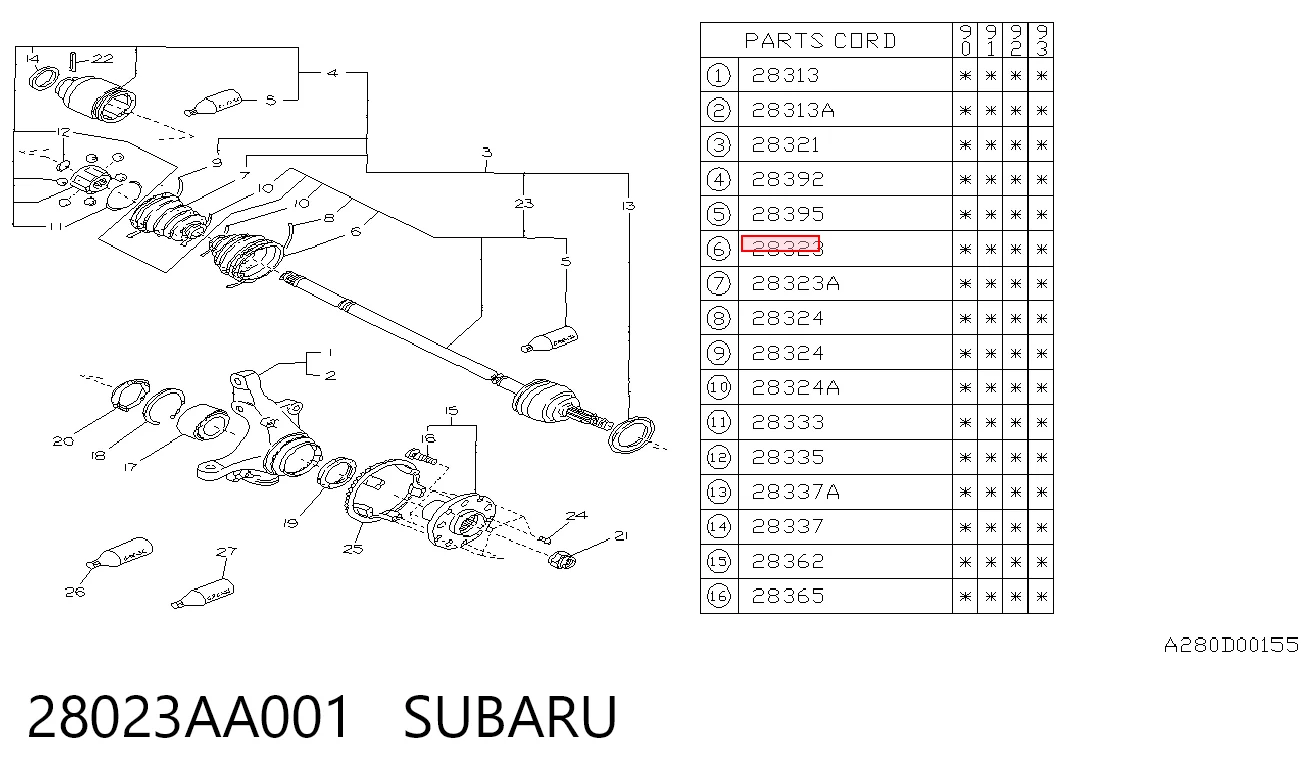 Купити Пильник ШРУСа зовнішній Subaru Legacy II BD, BG
