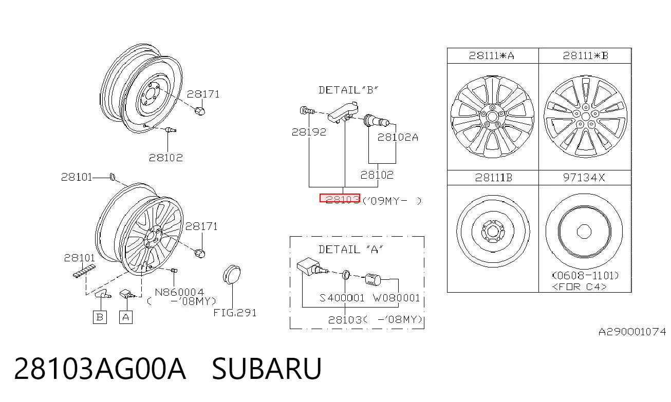 Датчик тиску повітря в шинах Subaru Tribeca B9