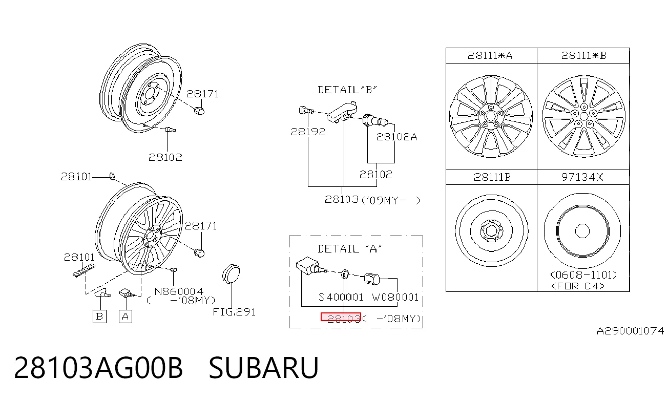 28103AG00B Subaru Датчик шин
