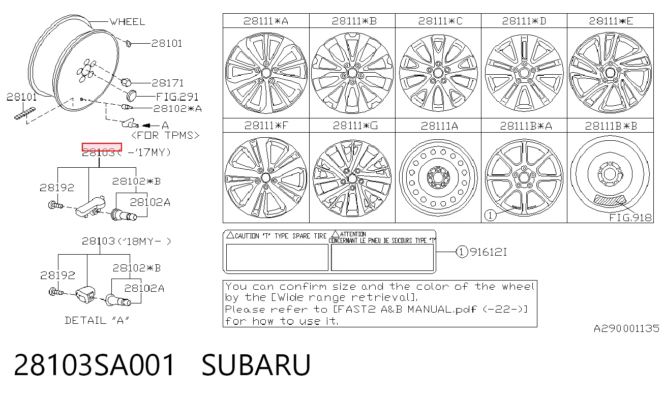 28103SA001 Subaru Датчик шин