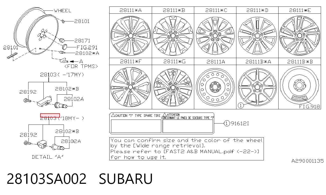 28103SA002 Subaru Датчик шин