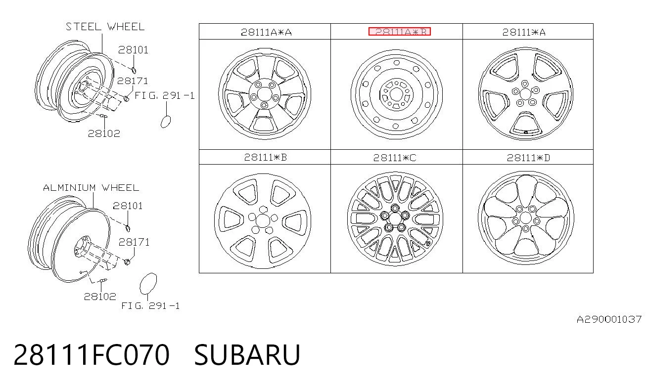 28111FC070 Subaru Диски колісні (штамповані)