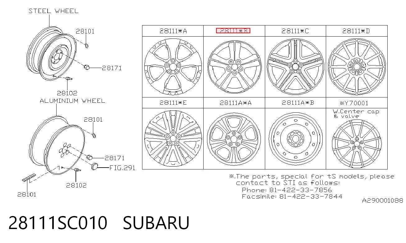 28111SC010 Subaru Диски колісні литі (легкосплавні, титанові)