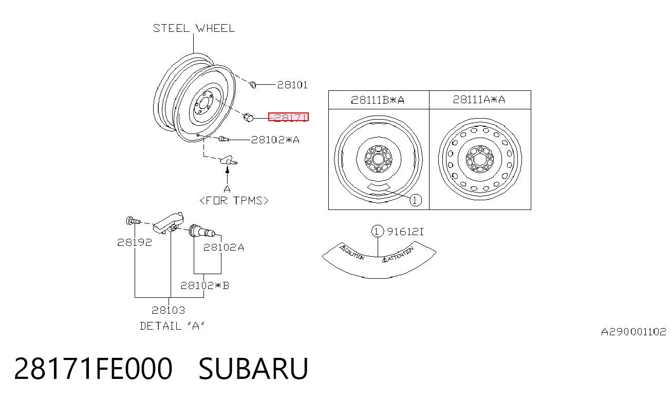 28171FE000 Subaru Гайка колеса