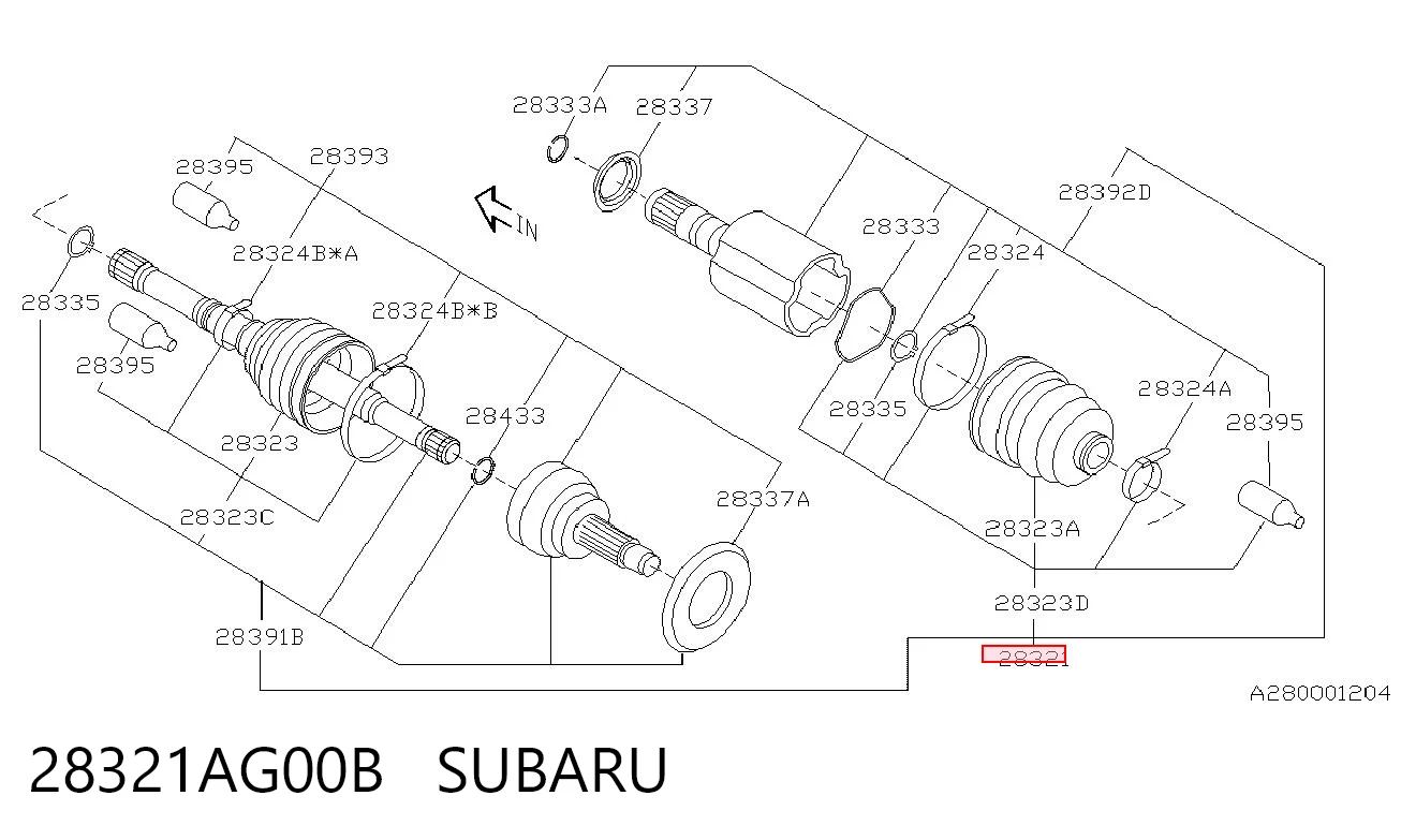 28321AG00B Subaru Вісь передня