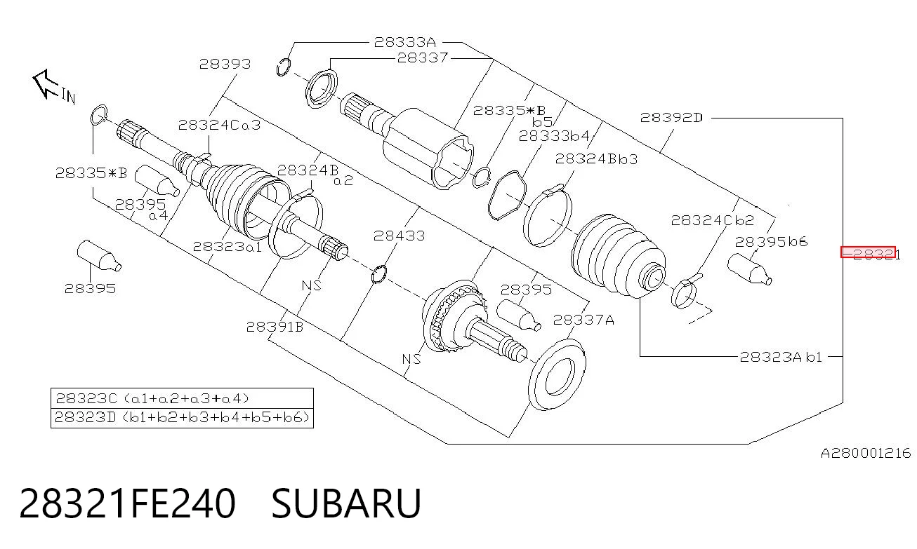 28321FE240 Subaru Вісь передня