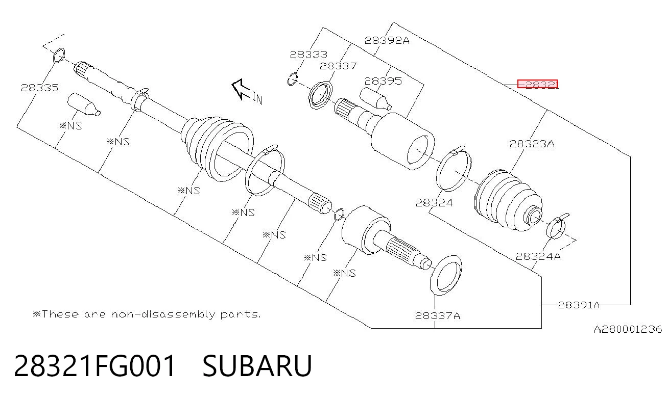 Піввісь (привід) передня Subaru Impreza III