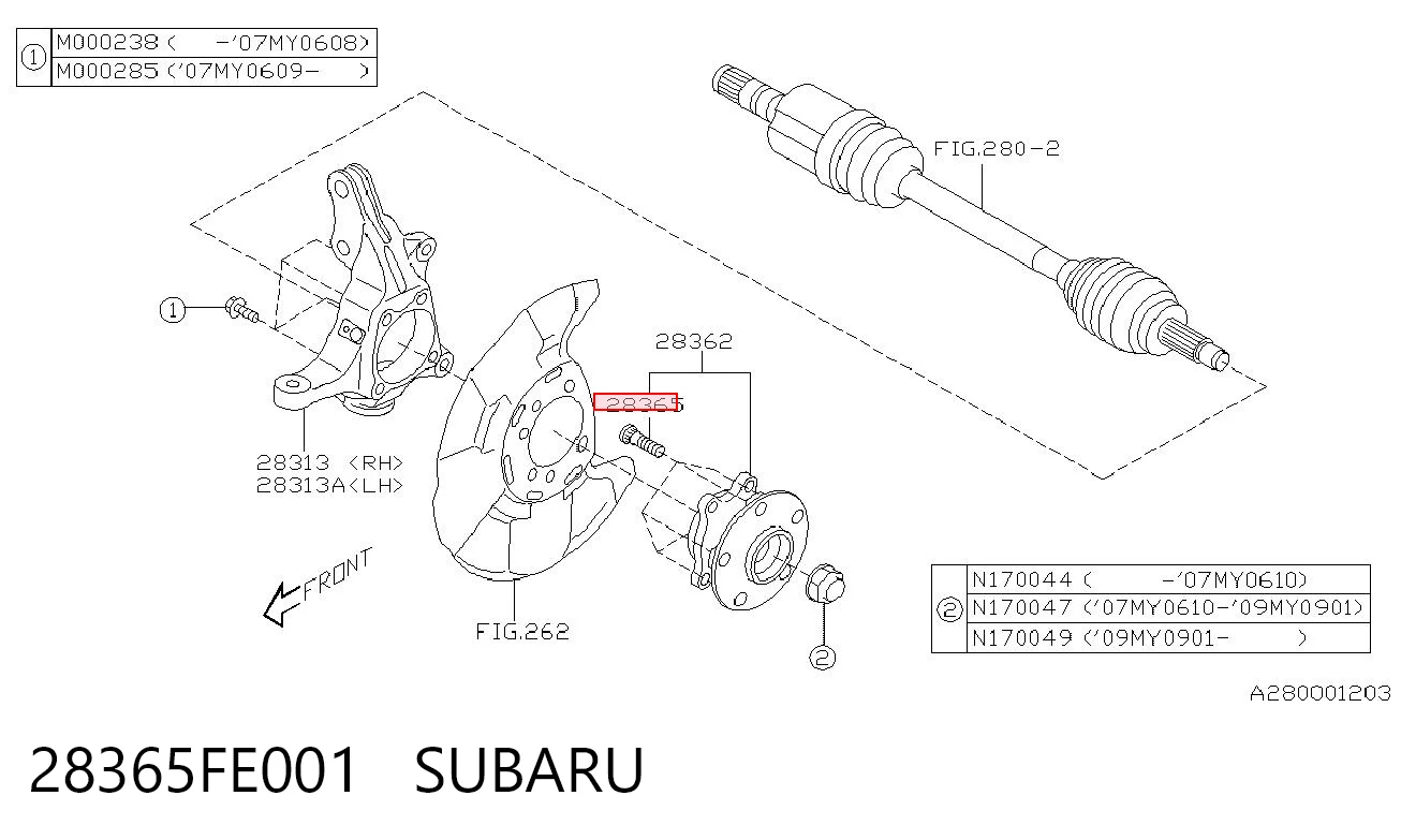 28365FE001 Subaru Болт кріплення маточини
