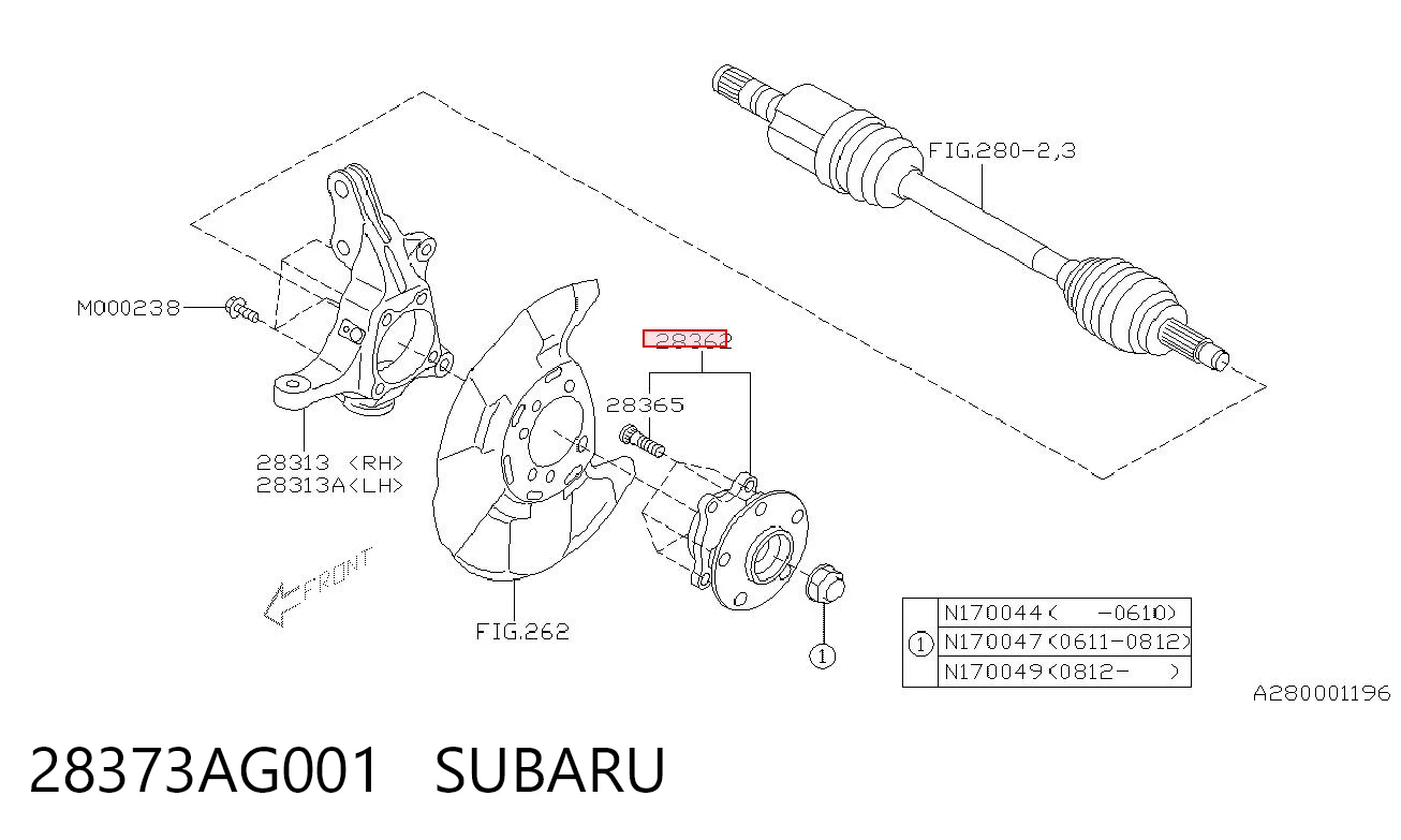 28373AG001 Subaru Маточина (передня)