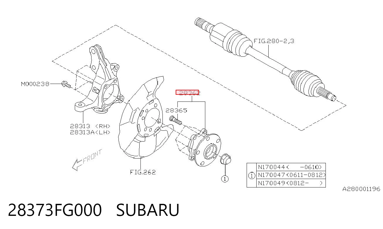 28373FG000 Subaru Маточина (передня)