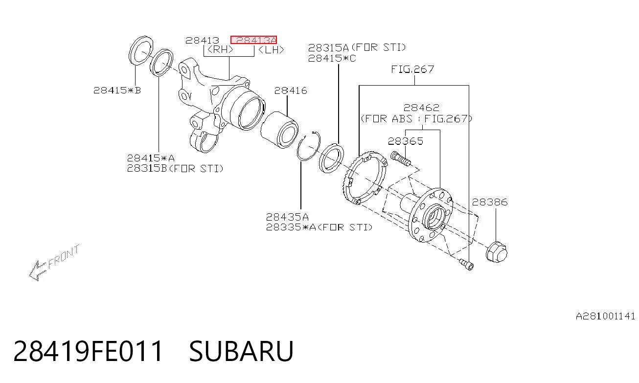 28419FE011 Subaru Цапфа поворотна ліва