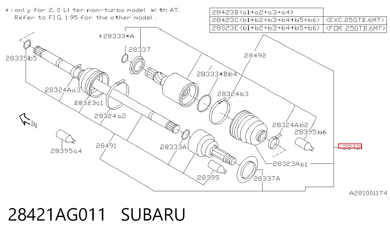 Привід задній на Subaru Outback III B13, BP