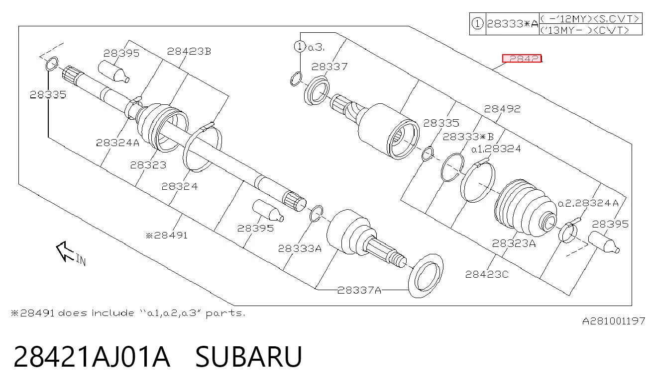 28421AJ01A Subaru Привід задній