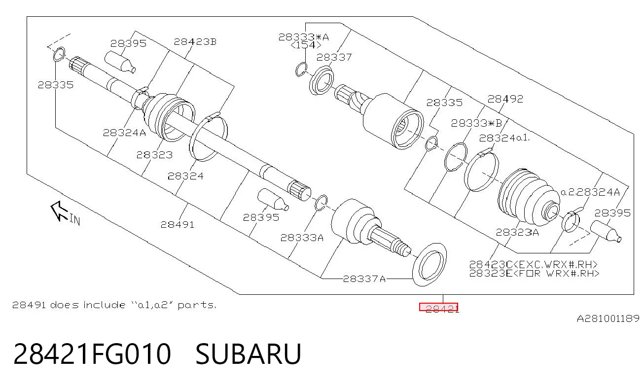 28421FG010 Subaru Привід задній