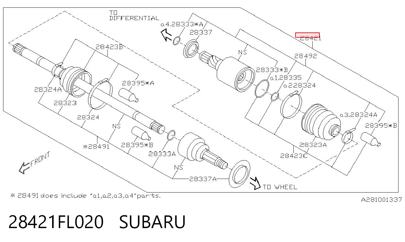 28421FL020 Subaru Привід задній
